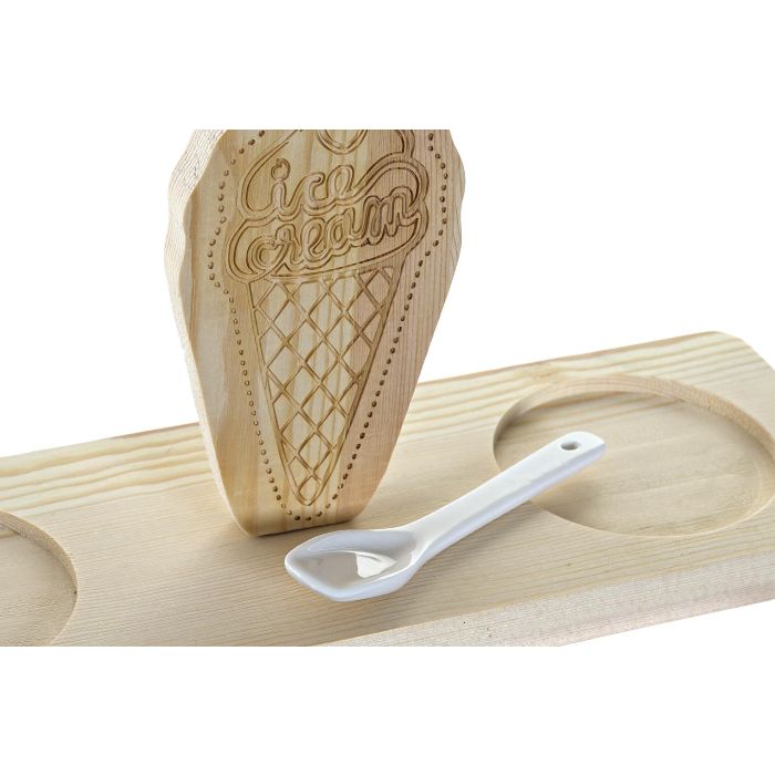 DKD Home Decor Vaso Decorativo para Helados de Cerámica y Madera de Pino, Multicolor, Set de 5 Piezas de 10x30x15 cm 3