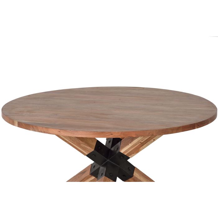 Giner y Colomer Mesa de Comedor Acacia Natural con Patas de Metal Negro 150 cm 1