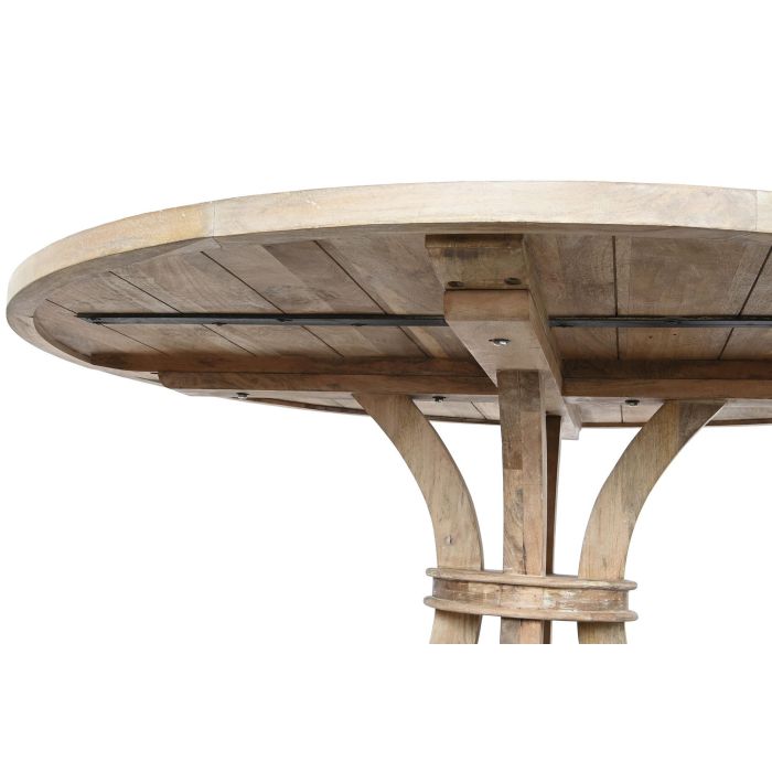 DKD Home Decor Mesa Redonda Comedor Madera Maciza Mango Blanco Natural Decape 150 x 150 x 76 cm 4