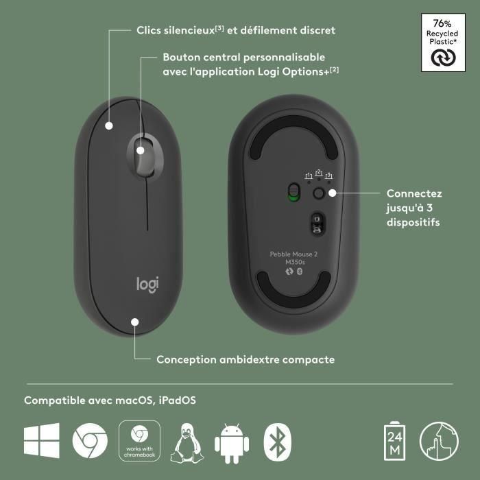 LOGITECH RATON INALAMBRICO PEBBLE MOUSE 2 M350S NEGRO. 5 LOGITECH RATON INALAMBRICO PEBBLE MOUSE 2 M350S NEGRO. 5