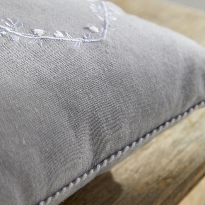 Cojín - HOY - CHARME - Chambray x Petite broderie Constance - 40 x 40 cm 1 Cojín - HOY - CHARME - Chambray x Petite broderie Constance - 40 x 40 cm 1