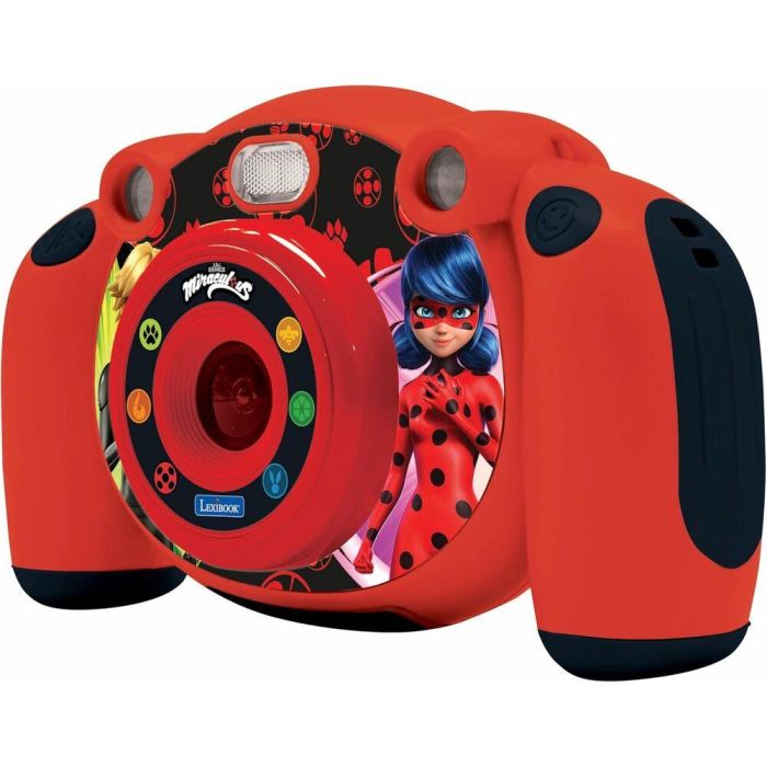 LEXIBOOK Cámara Digital Prodigiosa Ladybug Pantalla LCD 2" HD 1920x1080 Tarjeta SD 32GB Batería 400mAh Cable USB-C