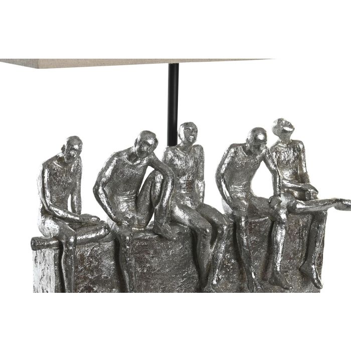DKD Home Decor Lámpara de Sobremesa Moderna Plateada Beige E27 Resina Metal 21.5 x 43 x 36 cm 1 DKD Home Decor Lámpara de Sobremesa Moderna Plateada Beige E27 Resina Metal 21.5 x 43 x 36 cm 1