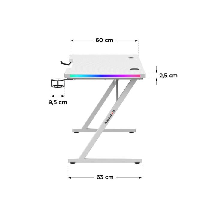 Mesa de Escritorio Gaming Huzaro HZ-Hero 2.5 White RGB Blanco 120 x 75 x 60 cm 9 Mesa de Escritorio Gaming Huzaro HZ-Hero 2.5 White RGB Blanco 120 x 75 x 60 cm 9