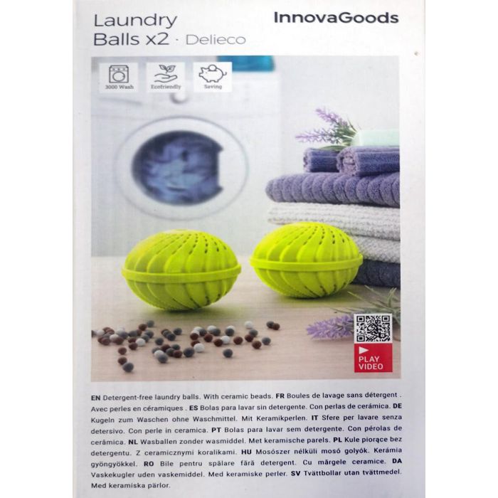 Bolas para Lavar la Ropa sin Detergente Delieco InnovaGoods Pack de 2 uds 1 Bolas para Lavar la Ropa sin Detergente Delieco InnovaGoods Pack de 2 uds 1