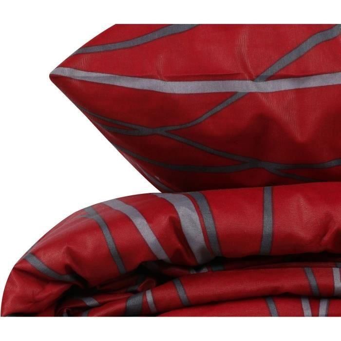 Juego de cama ASI8681181780442 - Funda nórdica 220x240 cm y 2 fundas almohada 60x60 cm - 65% algodón, 35% poliéster - Rojo 3