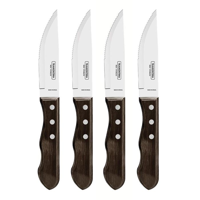 Tramontina Juego de 4 Cuchillos para Asado 12,7cm Acero Inoxidable Mango Polywood Castaño Tramontina Juego de 4 Cuchillos para Asado 12,7cm Acero Inoxidable Mango Polywood Castaño