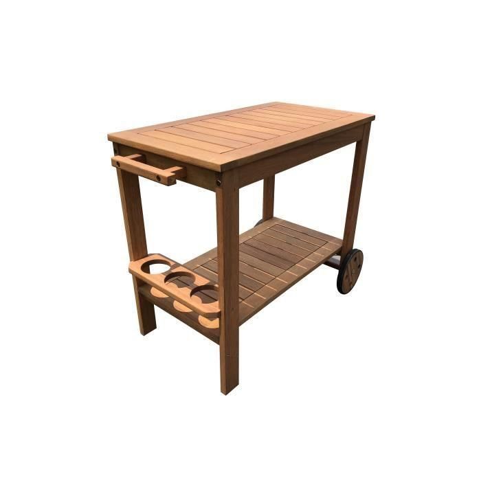 Carrito de Jardín de Madera Eucalipto FSC con Estante Retráctil, Soporte para Botellas y 2 Ruedas - 91.8x49.9x74 cm 1 Carrito de Jardín de Madera Eucalipto FSC con Estante Retráctil, Soporte para Botellas y 2 Ruedas - 91.8x49.9x74 cm 1