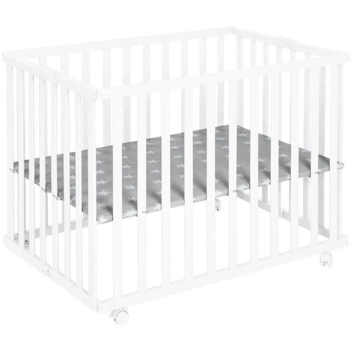 Roba ROB4005317339061 Parque Infantil Plegable Little Stars 75x100cm Altura Regulable 4 Ruedas Freno Madera Blanca Diseño Estrellas 1 Roba ROB4005317339061 Parque Infantil Plegable Little Stars 75x100cm Altura Regulable 4 Ruedas Freno Madera Blanca Diseño Estrellas 1