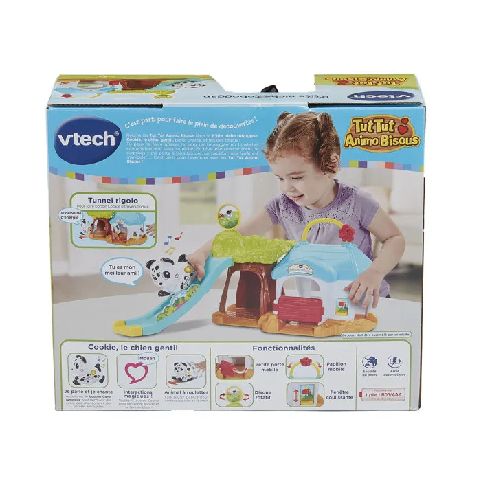 VTech TUT TUT ANIMO KISSES - Casa de Perro con Tobogán y Perrito Amigo de Galletas, Multicolor, Idioma Francés, Referencia VTE3417765916052