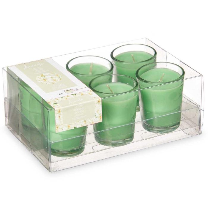 Set 6 Velas Vaso Vidrio Jazmin Acorde 16X6CM (12 Unidades) 2 Set 6 Velas Vaso Vidrio Jazmin Acorde 16X6CM (12 Unidades) 2