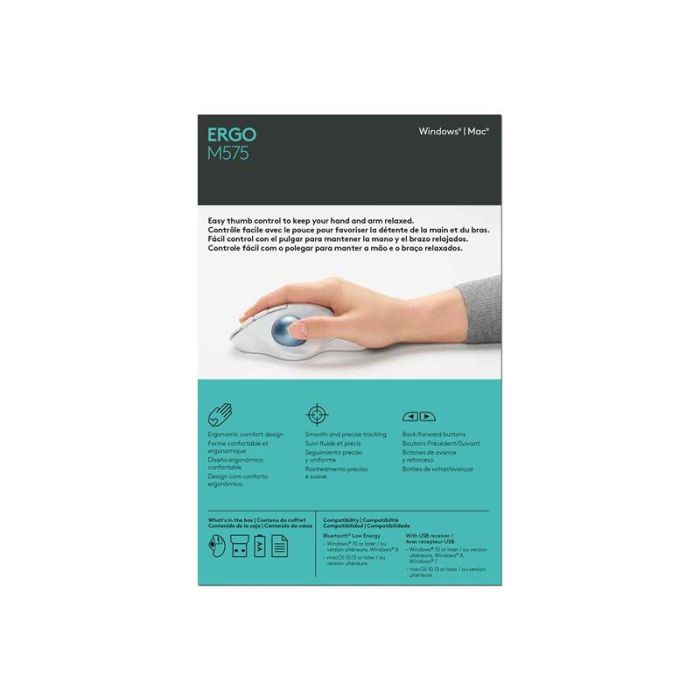 Ratón ergonómico - Inalámbrico - LOGITECH -ERGO M575 - Trackball - Blanco 6 Ratón ergonómico - Inalámbrico - LOGITECH -ERGO M575 - Trackball - Blanco 6
