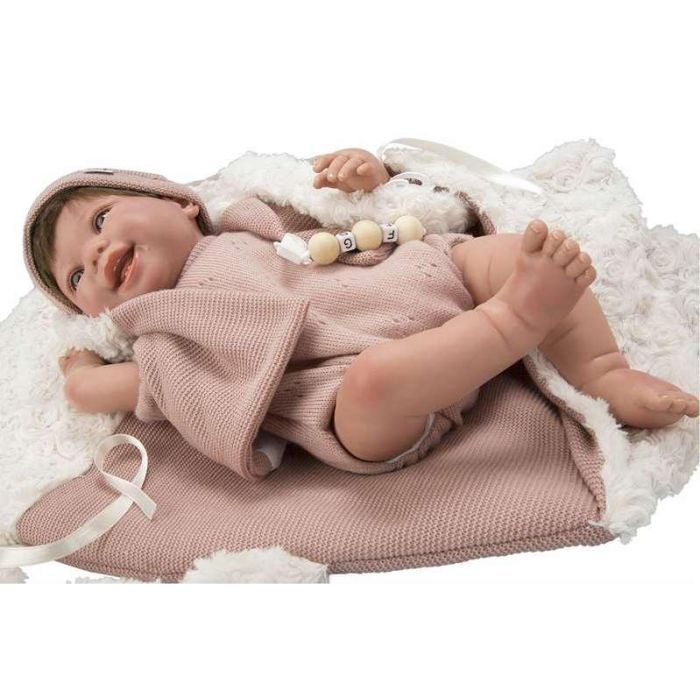 Muñeca reborn arias 45 cm gimena c/saco portabebe 16