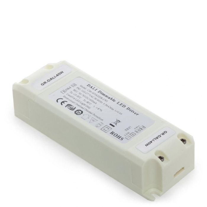 Driver LED Regulable DALI CM-40VADDR-EMI 40W, Salida 42-76V DC 600mA, Clase II, Control de Intensidad 0-100% (100-277V AC) 1
