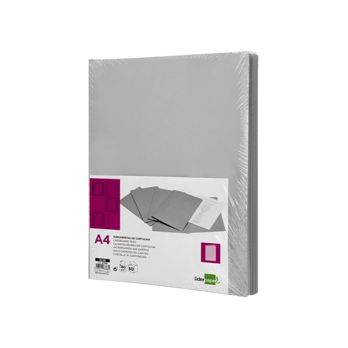 Liderpapel Subcarpeta A4 Gris 180g/m2 Cartulina 9 Liderpapel Subcarpeta A4 Gris 180g/m2 Cartulina 9