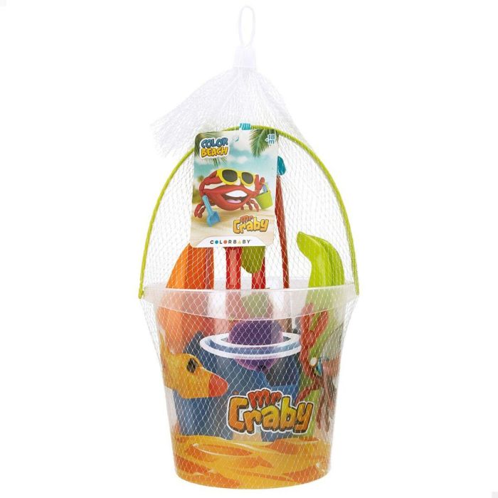 Set de Juguetes de Playa Colorbaby Mr Craby Ø 18 cm Polipropileno (16 Unidades) 2