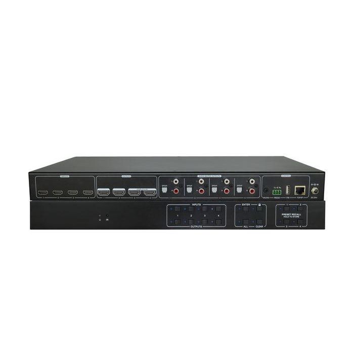 Vivolink VLHDMIMAT4X4 HDMI 2.0 Matrix Switcher 4x4 profesional con 4K, downscaling y matriz de audio SPDIF/analógico 4