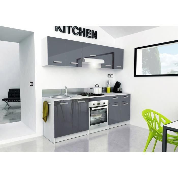 START Base de cocina L 80 cm con encimera incluida - Gris brillante 3 START Base de cocina L 80 cm con encimera incluida - Gris brillante 3
