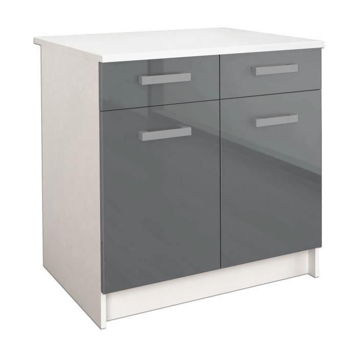 START Base de cocina L 80 cm con encimera incluida - Gris brillante 4 START Base de cocina L 80 cm con encimera incluida - Gris brillante 4