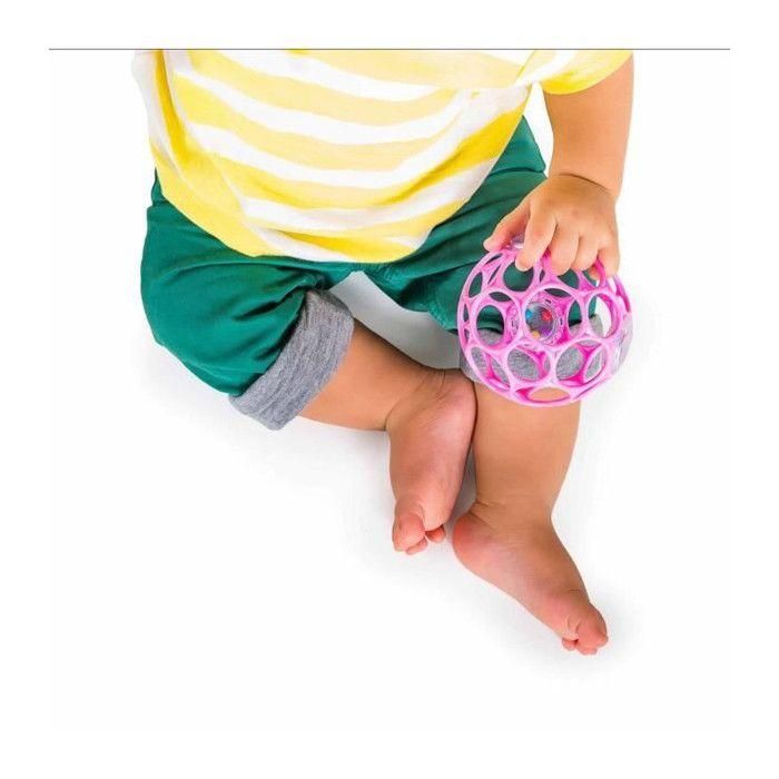 Bright Starts AUC1695825410560 Sonajero Oball de fácil agarre, sin BPA, color rosa, juguete para recién nacidos y bebés 1