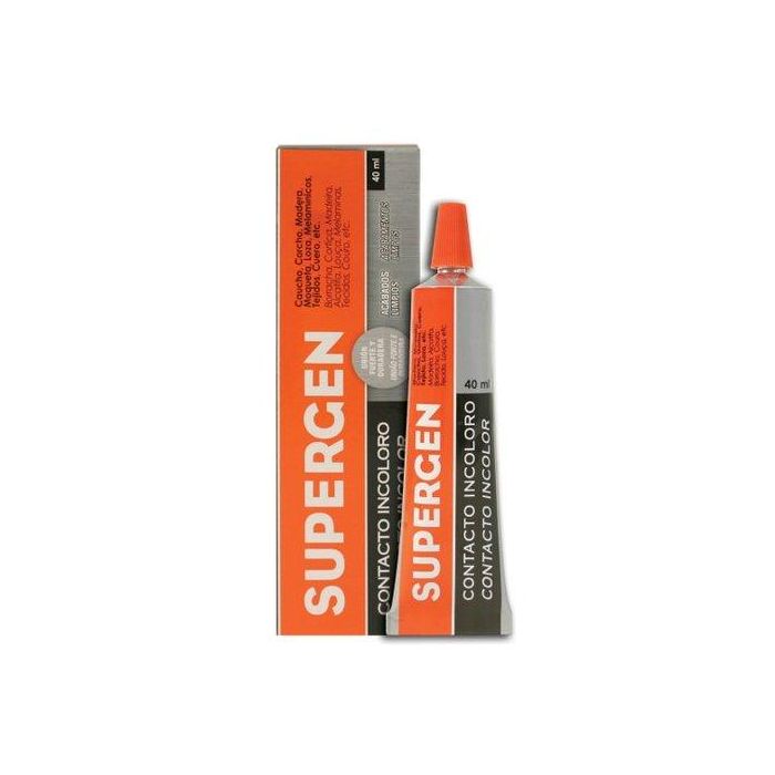 Supergen Pegamento de Contacto Resistente Incoloro, Secado Rápido, No Contiene Tolueno, Tubo 40 mL