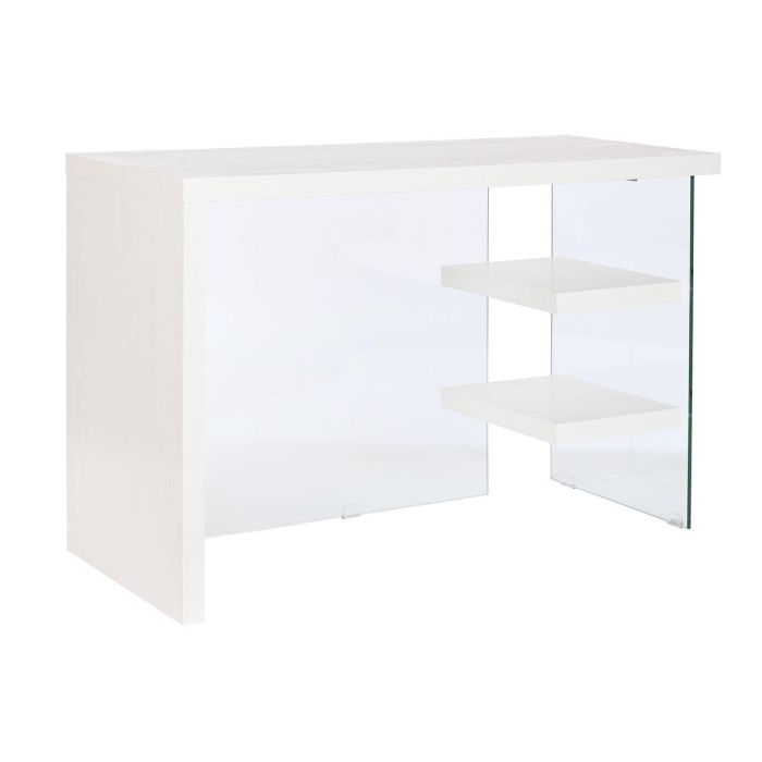 Escritorio DKD Home Decor Blanco Transparente Cristal Madera MDF 120 x 50 x 76 cm Escritorio DKD Home Decor Blanco Transparente Cristal Madera MDF 120 x 50 x 76 cm