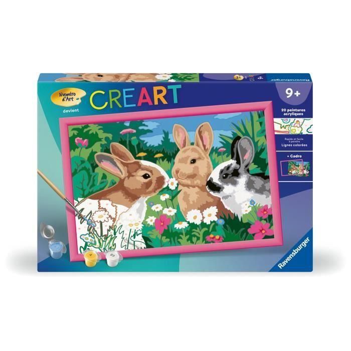 CreArt Kids - Conejos en el prado (31 x 21 cm), kit de pintura por números, a partir de 9 años, 25847, Ravensburger CreArt Kids - Conejos en el prado (31 x 21 cm), kit de pintura por números, a partir de 9 años, 25847, Ravensburger