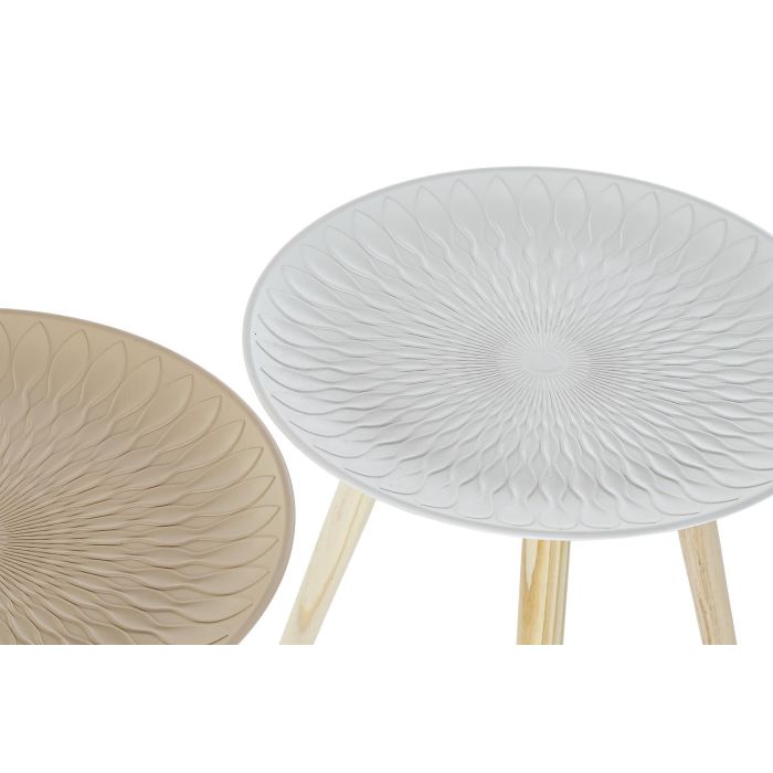 DKD Home Decor Mesita Auxiliar Oriental Beige Blanco MDF Abeto 44 x 45 x 44 cm 1