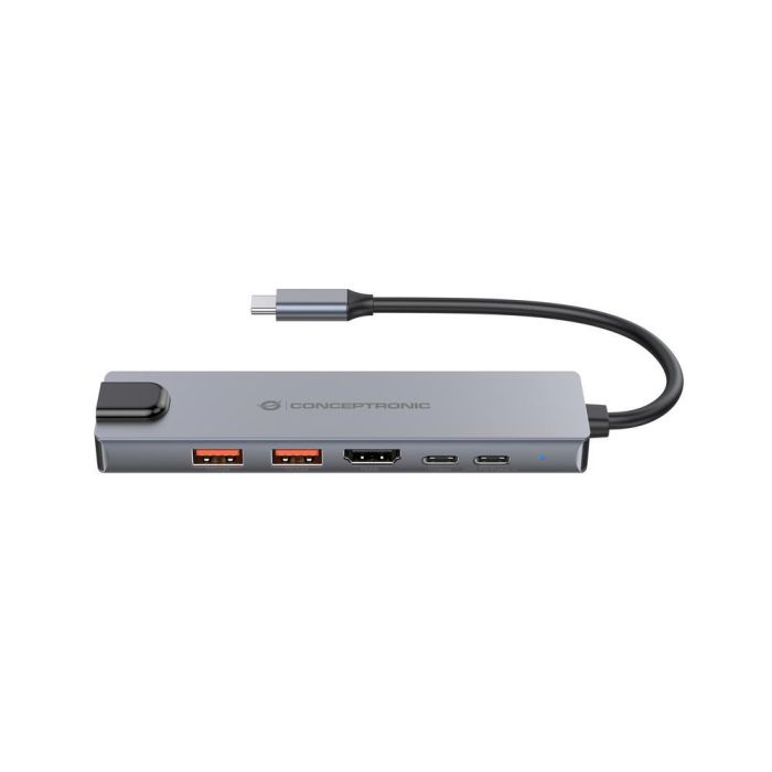 Conceptronic DONN29G Docking Station Gris USB Tipo-C, HDMI 4K@60Hz, USB 3.2 Gen 2, Gigabit Ethernet, USB PD 140W, 10Gbps 2