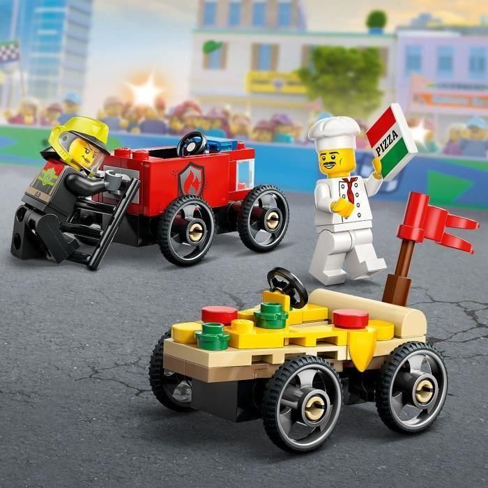 Juego de construccion coches de carreras: pizza vs camión de bomberos lego city 3 Juego de construccion coches de carreras: pizza vs camión de bomberos lego city 3