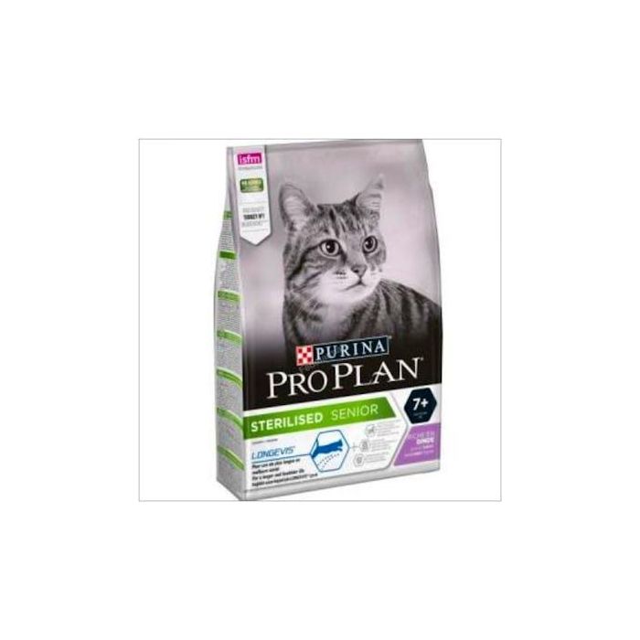 Purina Pro Plan Gato Adulto Esterilizado +7 Pavo 3 kg - Piel Sensible, Omega 3 y 6