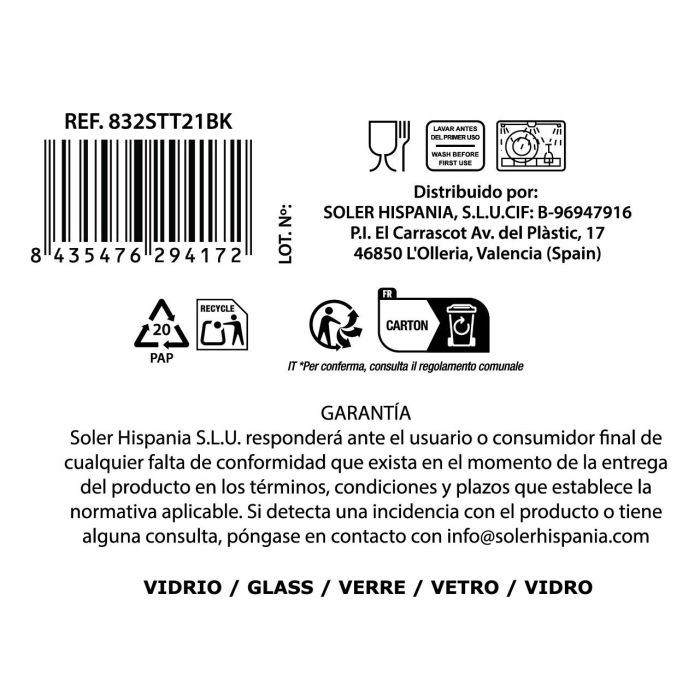 La Mediterranea Copa Zenya Transparente 360 ml - 9 cm diámetro x 16 cm alto (24 Unidades) 2