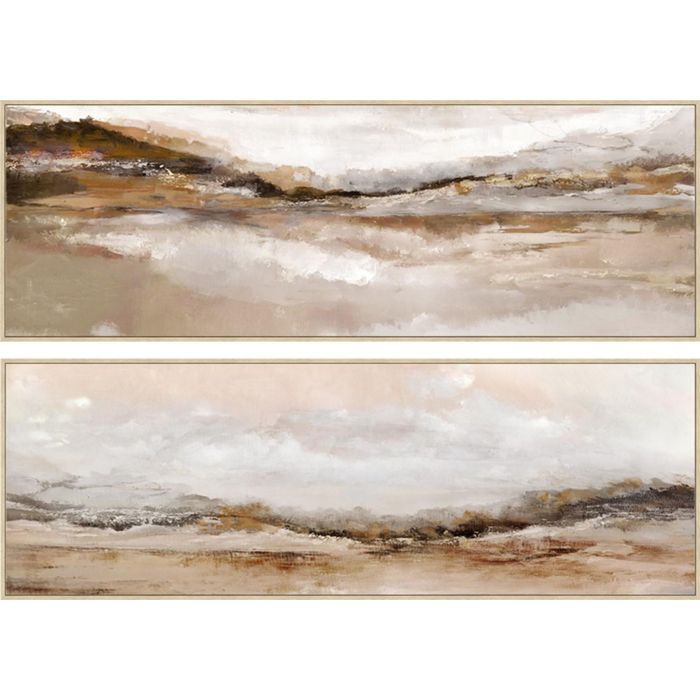 DKD Home Decor Juego de 2 Cuadros Modernos Paisaje Marron Blanco con Lienzo y Marco PS 153x53x4.3 cm DKD Home Decor Juego de 2 Cuadros Modernos Paisaje Marron Blanco con Lienzo y Marco PS 153x53x4.3 cm