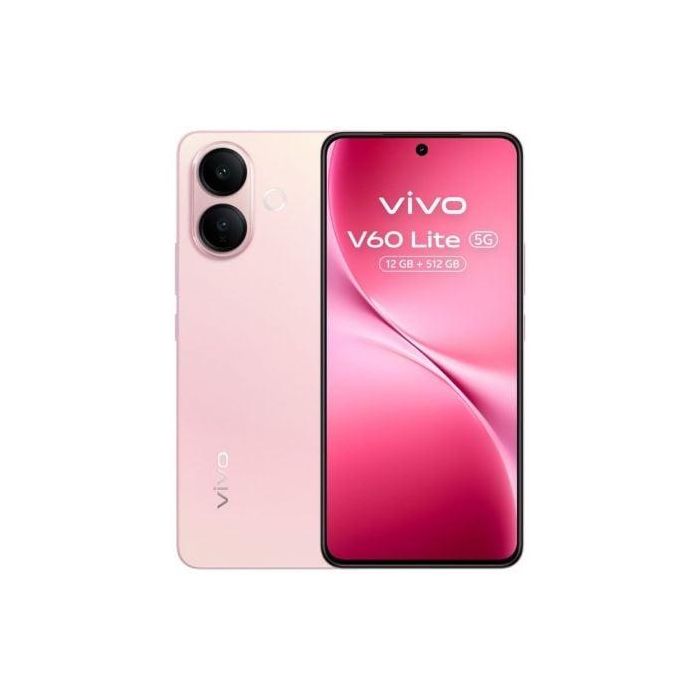 Vivo V60 Lite 7360-Turbo Smartphone 12GB RAM 512GB ROM 6.77" AMOLED 120Hz 5G Rosa 6500 mAh 90W Cámara Sony 50MP