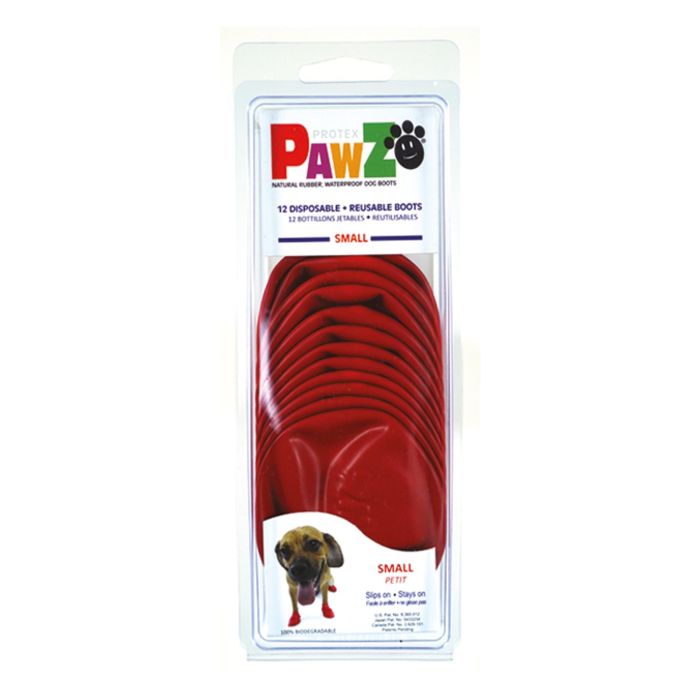 Pawz Botas de Goma Natural para Perro Rojo Talla S (ej. Beagle) - Pack 12 Unidades - Biodegradables, Reutilizables, Protección Suelo Caliente Nieve 3