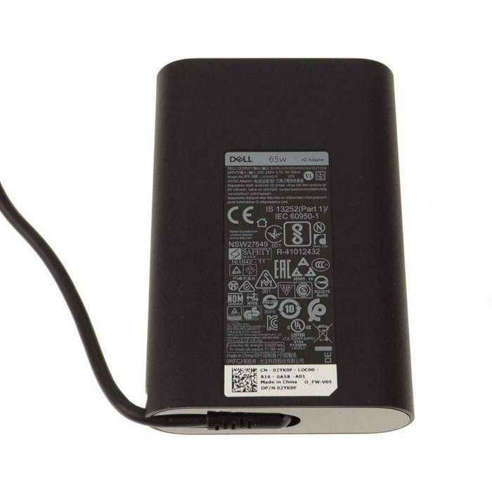 Dell AC Adapter, 65W, 19.5V, 3 Pin, Type C, C6 Power Cord Dell AC Adapter, 65W, 19.5V, 3 Pin, Type C, C6 Power Cord