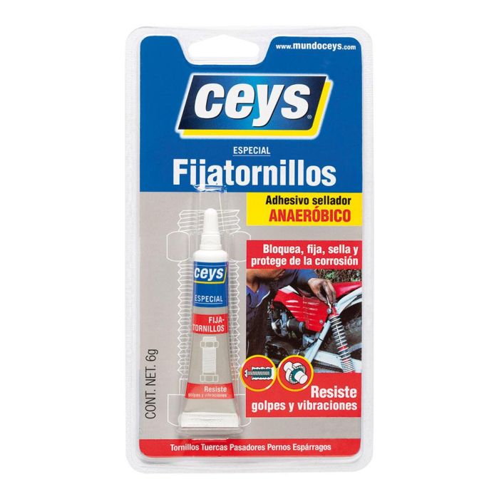 Ceys Adhesivo Fijatornillos Especial 6g para Tornillos, Tuercas, Pasadores, Pernos y Espárragos