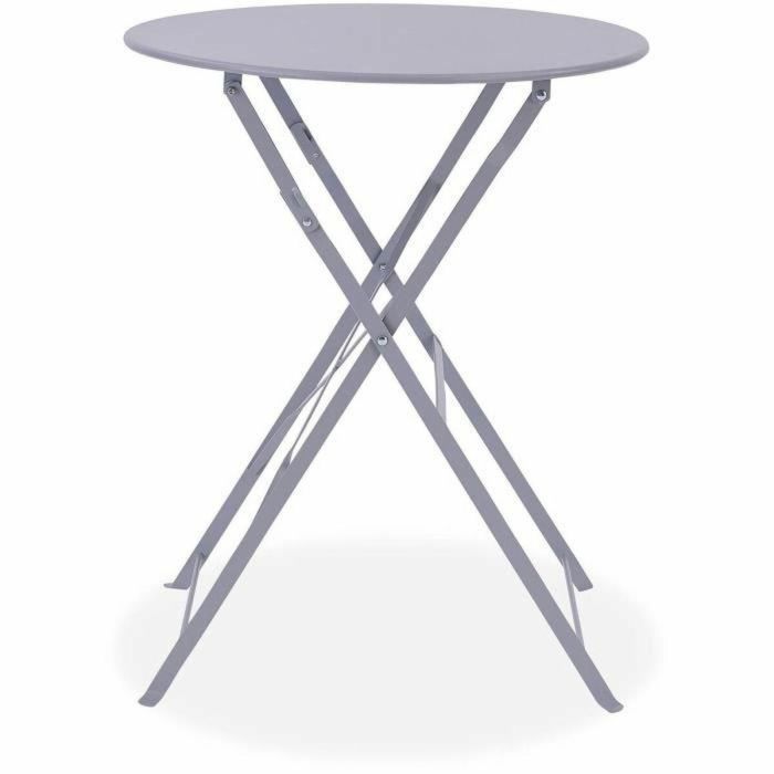 Juego de Bistro de Jardín Plegable en Acero Gris - Conjunto con Mesa (60x71 cm) y 2 Sillas (42x46x82 cm) 2 Juego de Bistro de Jardín Plegable en Acero Gris - Conjunto con Mesa (60x71 cm) y 2 Sillas (42x46x82 cm) 2