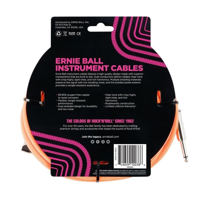 Cable Eb Instrumento Trenzado Jack-Jack Sa 5,49 M - Neon / Orange 1 Cable Eb Instrumento Trenzado Jack-Jack Sa 5,49 M - Neon / Orange 1