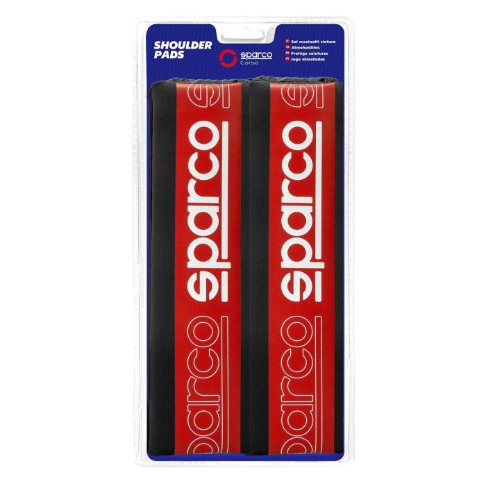Sparco SPC1208RD Juego de 2 Almohadillas Acolchadas para Cinturón de Seguridad Diseño Deportivo Rojas y Negras - Confort Extra y Antirozaduras