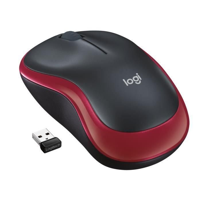 Logitech Ratón M185 Inalámbrico 1000Ppp Ambidiestro 3 Botones Compacto Rojo