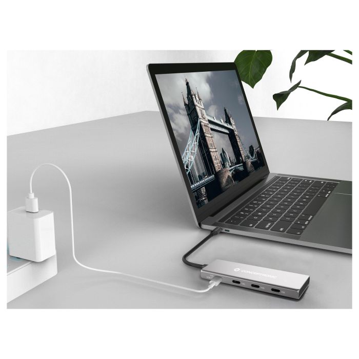 Conceptronic HUBBIES16G Hub Usb Tipo C de 4 Puertos USB 3.2 Gen 2 10 Gbps con Power Delivery 100W 1