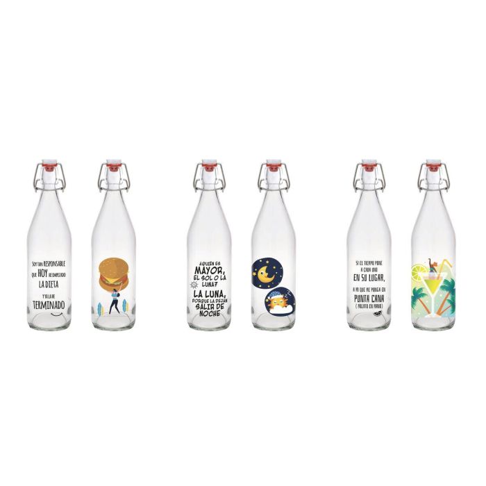 Botella de Cristal La Mediterránea Vidrio 1 L (12 Unidades) 4 Botella de Cristal La Mediterránea Vidrio 1 L (12 Unidades) 4