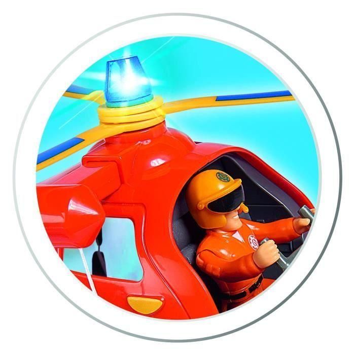 Simba SIM1695825444053 Helicóptero Wallaby de Sam el Bombero con 1 figura, 5 accesorios y función de luz y sonido 5