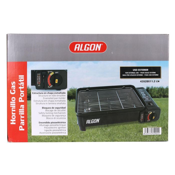 Algon Bbq Hornillo de Gas Portátil con Parrilla 43x28x11.2 cm – Ideal para Camping y Barbacoas al Aire Libre 1