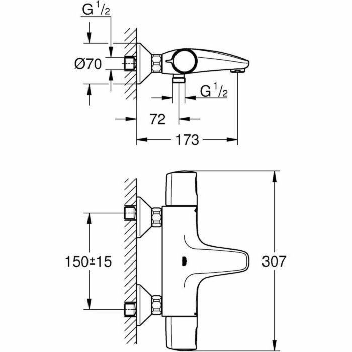 Grohe 1022162432 - Mezclador Termostático para Baño/Ducha Precision Trend - Negro Mate - Montaje Pared Visto - Ahorro Agua 2 Grohe 1022162432 - Mezclador Termostático para Baño/Ducha Precision Trend - Negro Mate - Montaje Pared Visto - Ahorro Agua 2