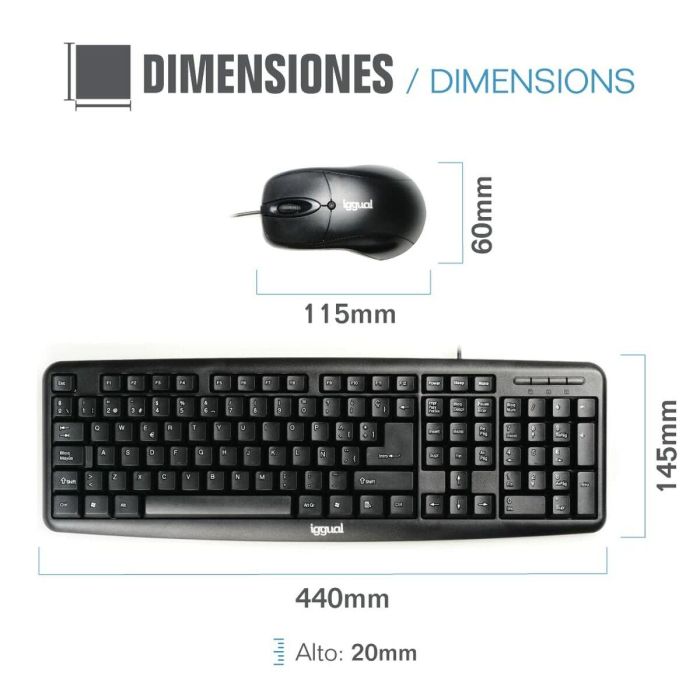 Teclado y Ratón iggual QWERTY USB Negro Qwerty Español 2 Teclado y Ratón iggual QWERTY USB Negro Qwerty Español 2