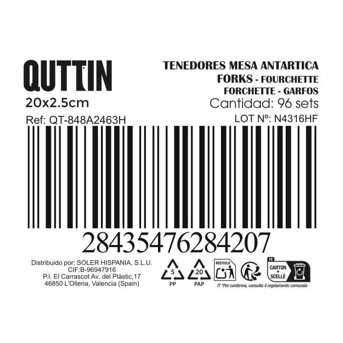 Set de 3 Tenedores Mesa Antartica 2Mm - Inde (12 Cajas) 2 Set de 3 Tenedores Mesa Antartica 2Mm - Inde (12 Cajas) 2