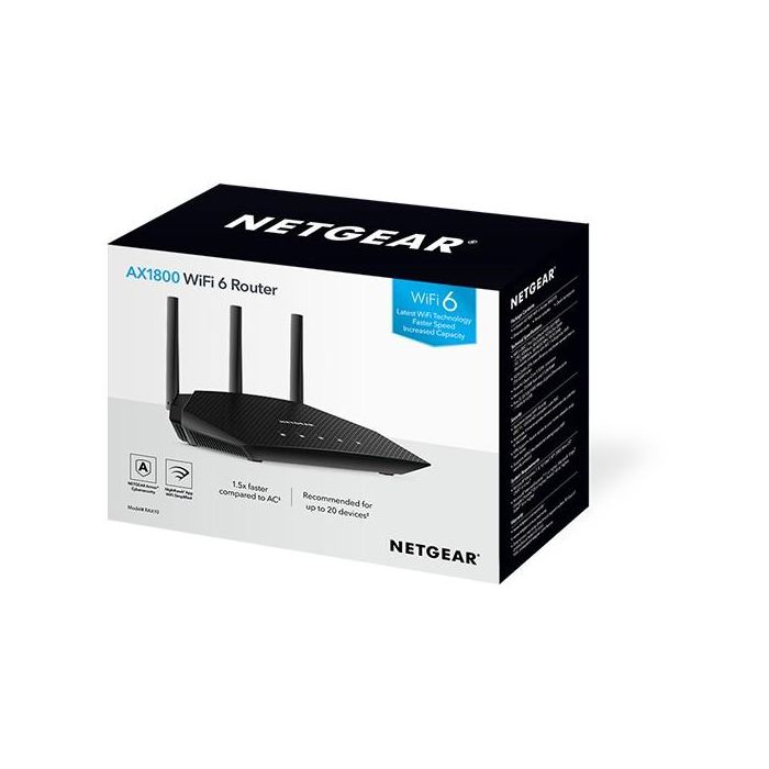 Netgear RAX10 Router WiFi 6 AX1800 de 4-Stream con NETGEAR Armor 4