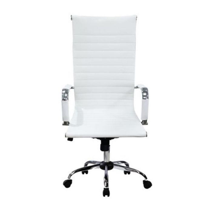 Equip Silla Oficina 651017 Blanca Ergonómica Imitación Piel Ruedas Giratoria Altura Ajustable